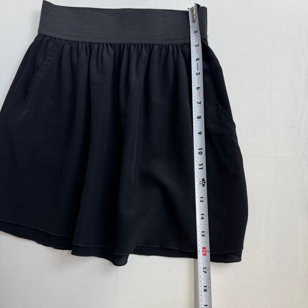 Vintage Scoop‎ Beach Black 100% Silk Mini Skirt Elastic Waist Pockets Size P - Picture 6 of 6
